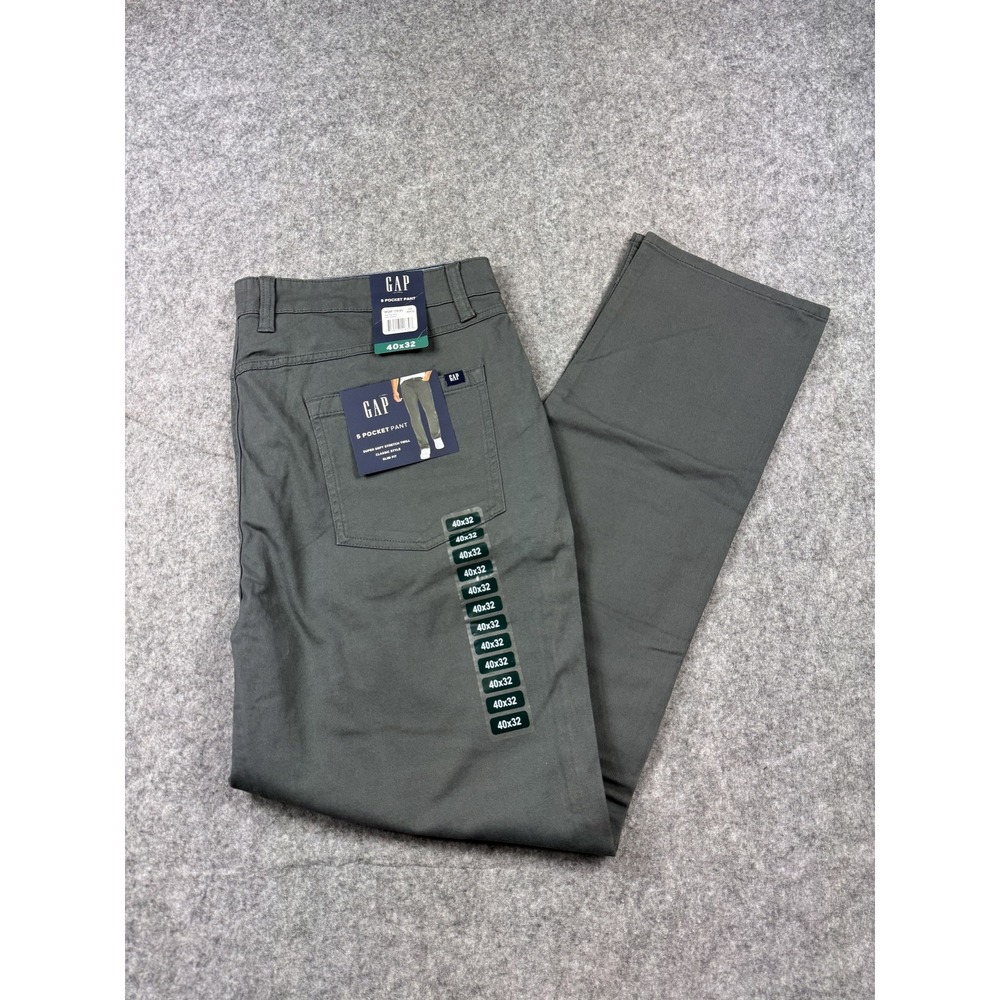 GAP 5 Pocket Pants Mens 40x32 Gray Slim Fit Stretch‎ Twill Classic Style NWT